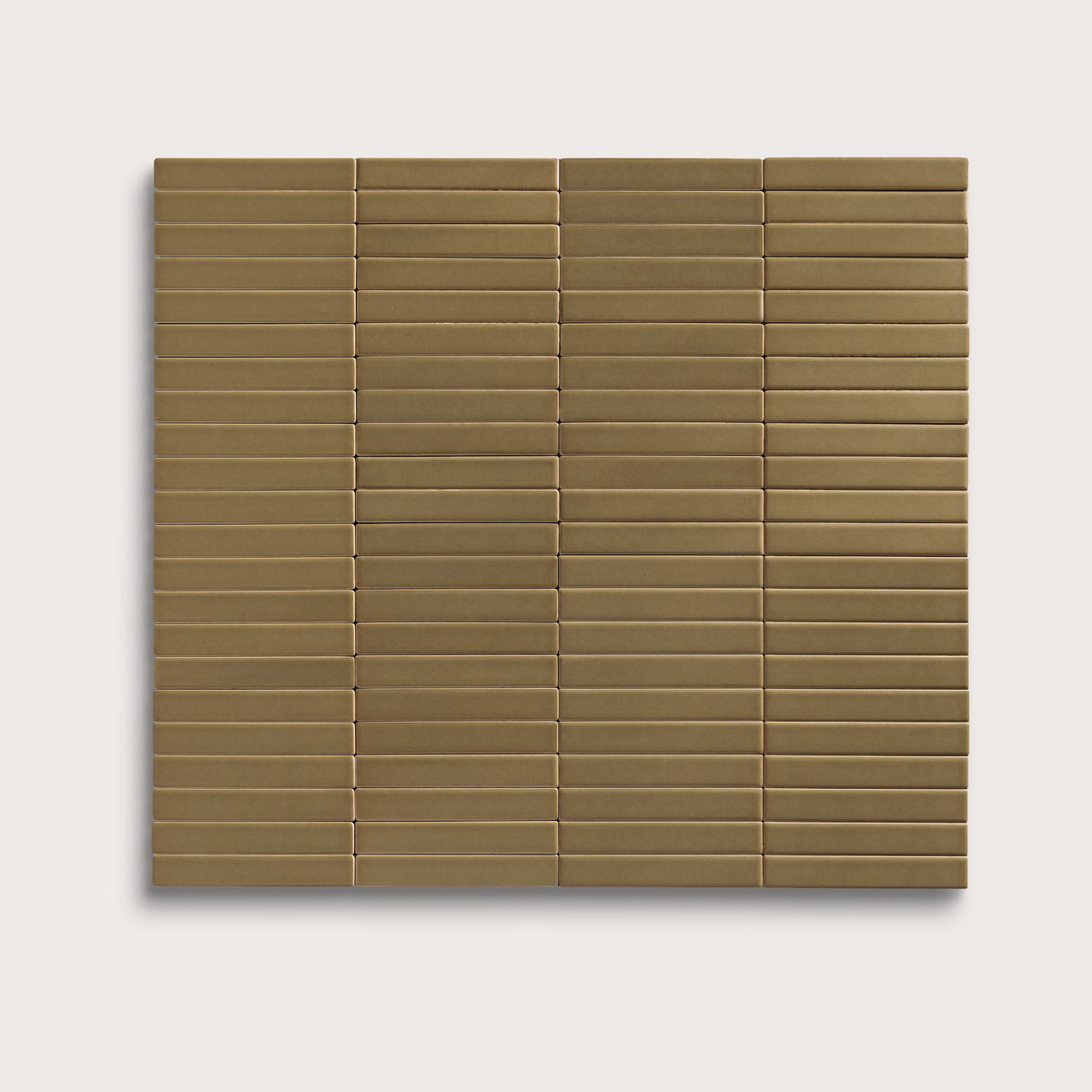 Meadow ceramic tile, 1 by 6 inch stacked mosaic, matte finish