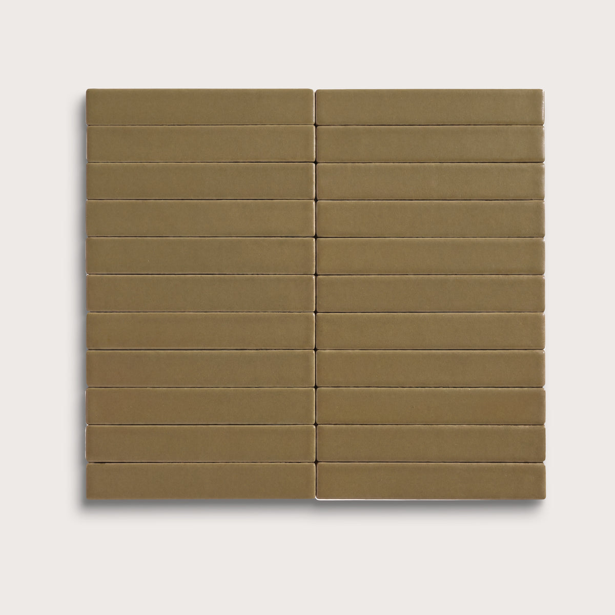 Meadow ceramic tile, 1 by 6 inch stacked mosaic, matte finish