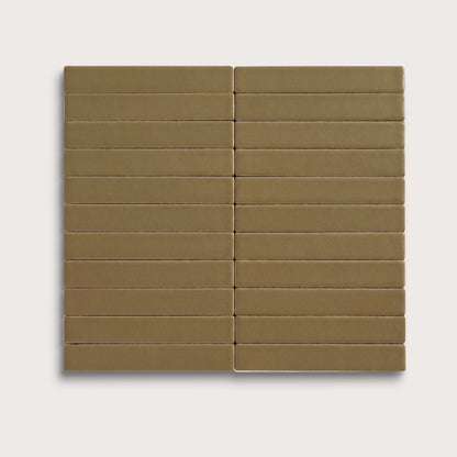 Meadow ceramic tile, 1 by 6 inch stacked mosaic, matte finish