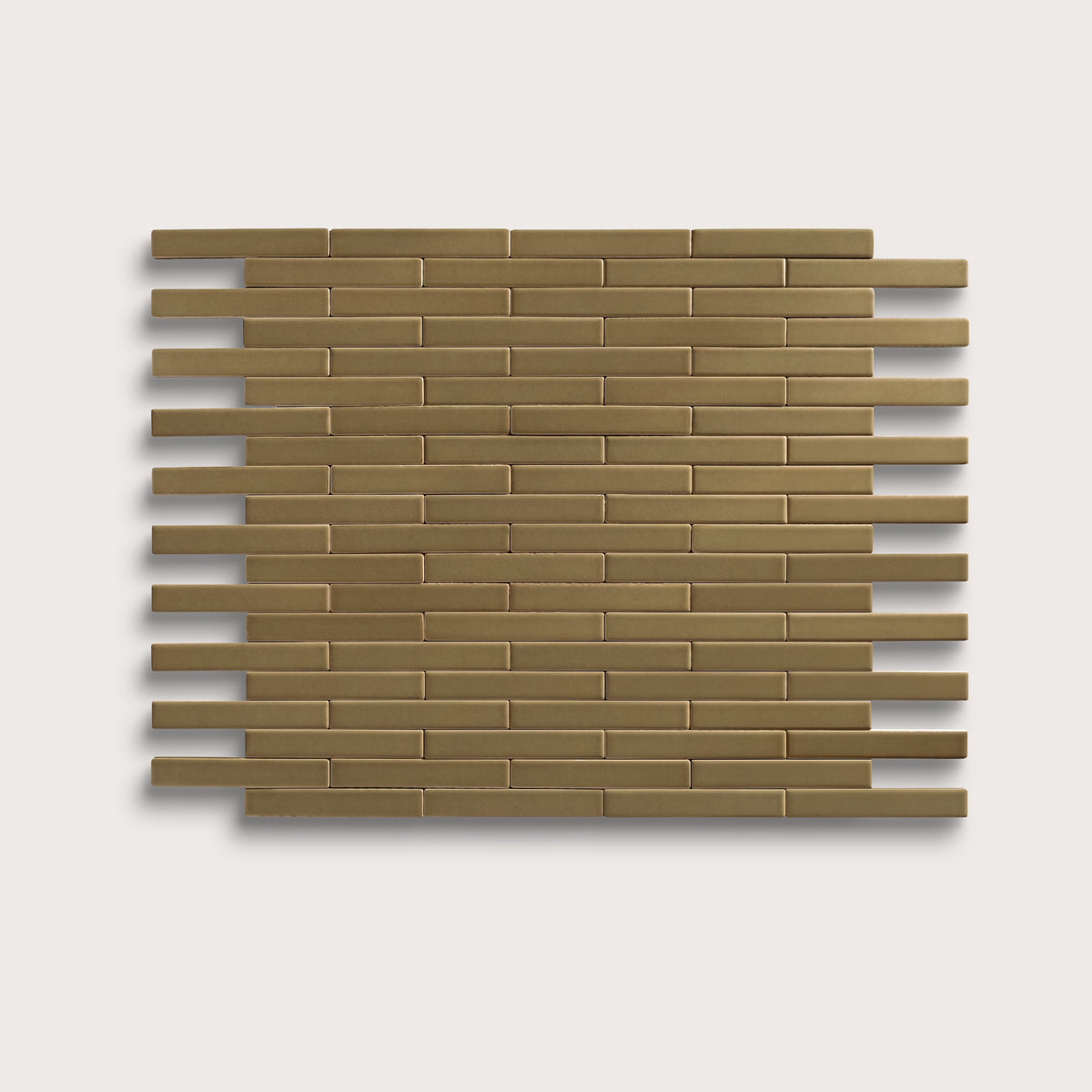 Meadow ceramic tile, 1 by 6 inch subway mosaic, matte finish