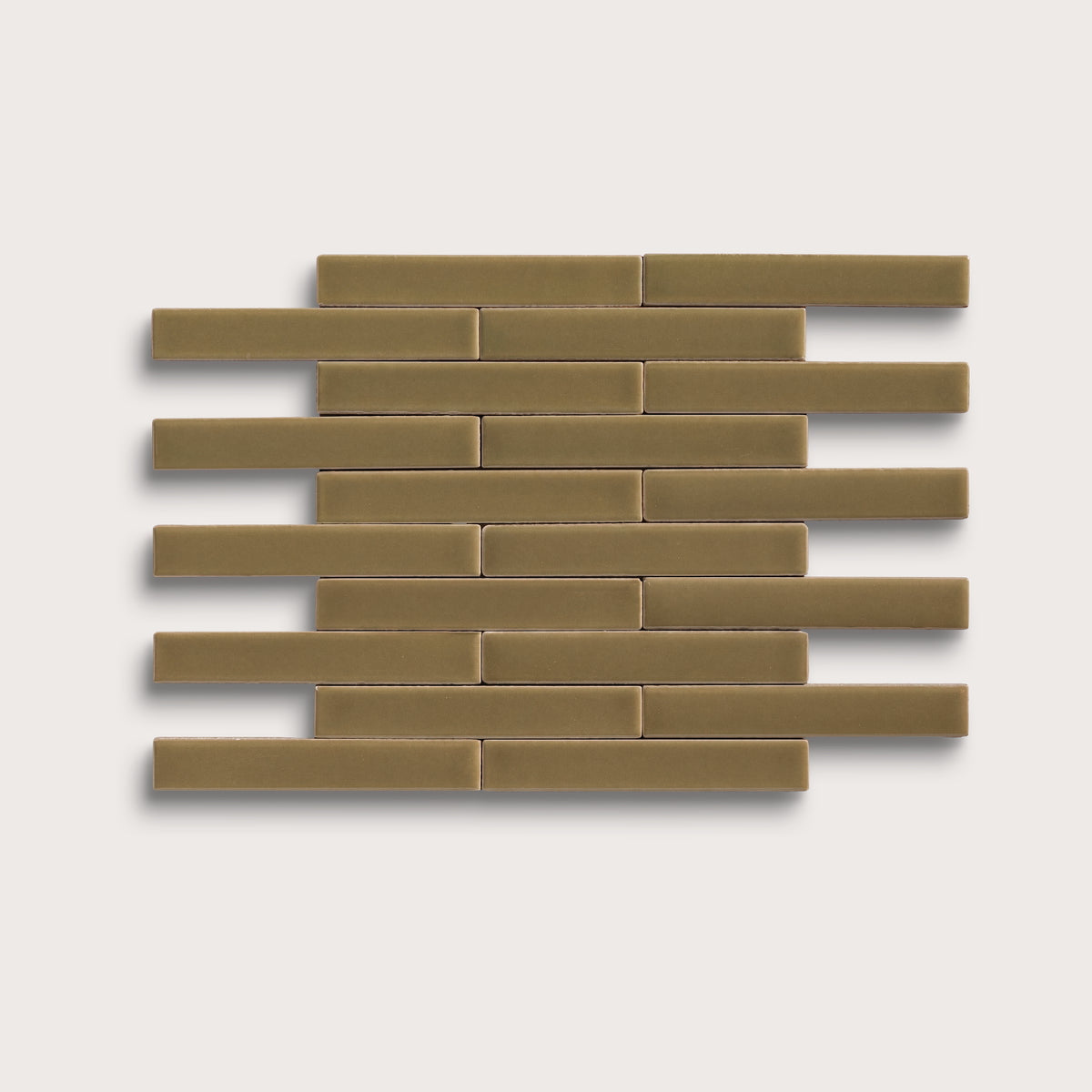 Meadow ceramic tile, 1 by 6 inch subway mosaic, matte finish