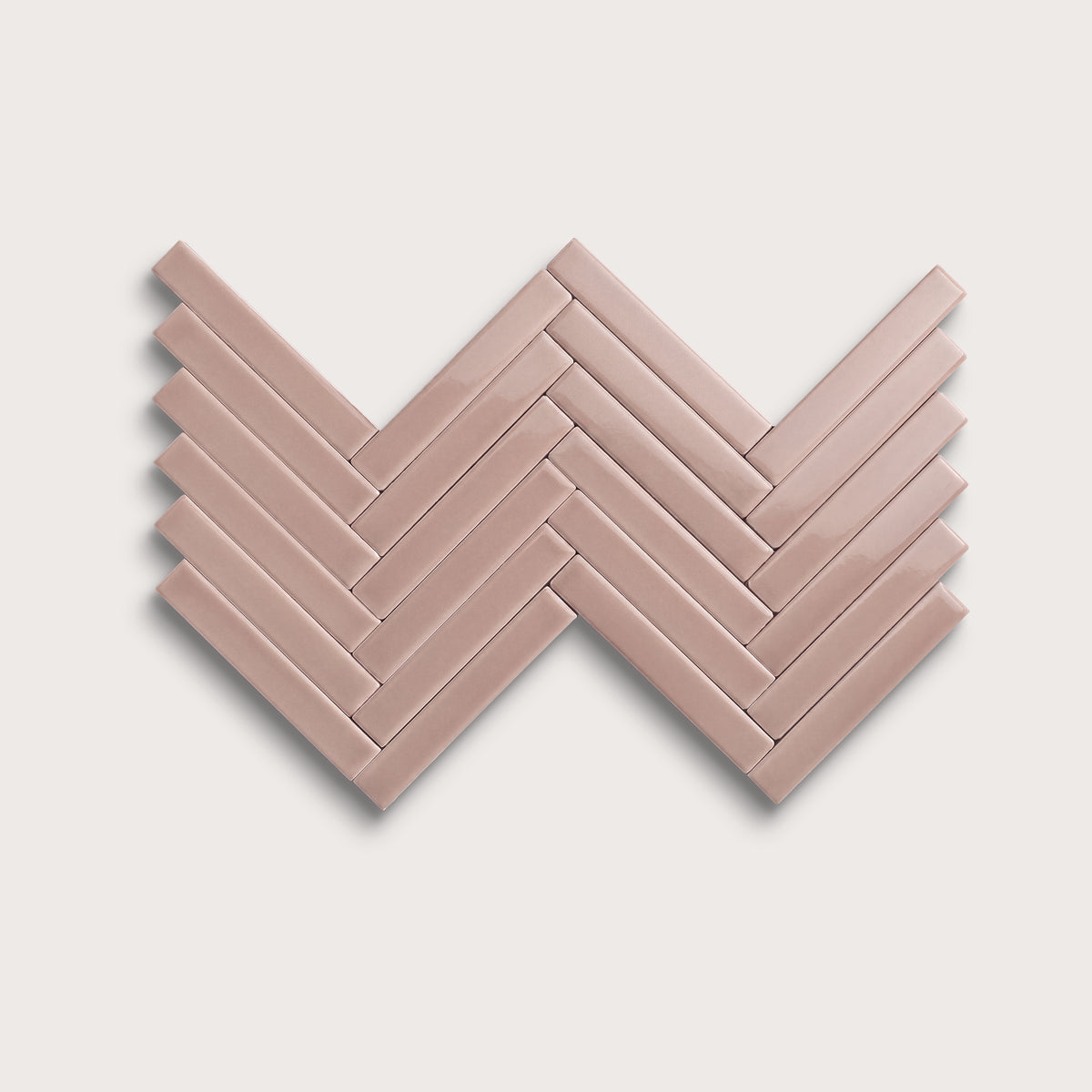 Magic Carpet ceramic tile, 1 by 6 inch herringbone mosaic, gloss finish
