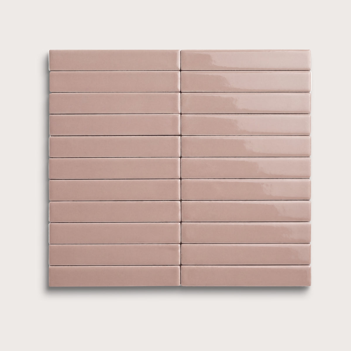 Magic Carpet ceramic tile, 1 by 6 inch stacked mosaic, gloss finish