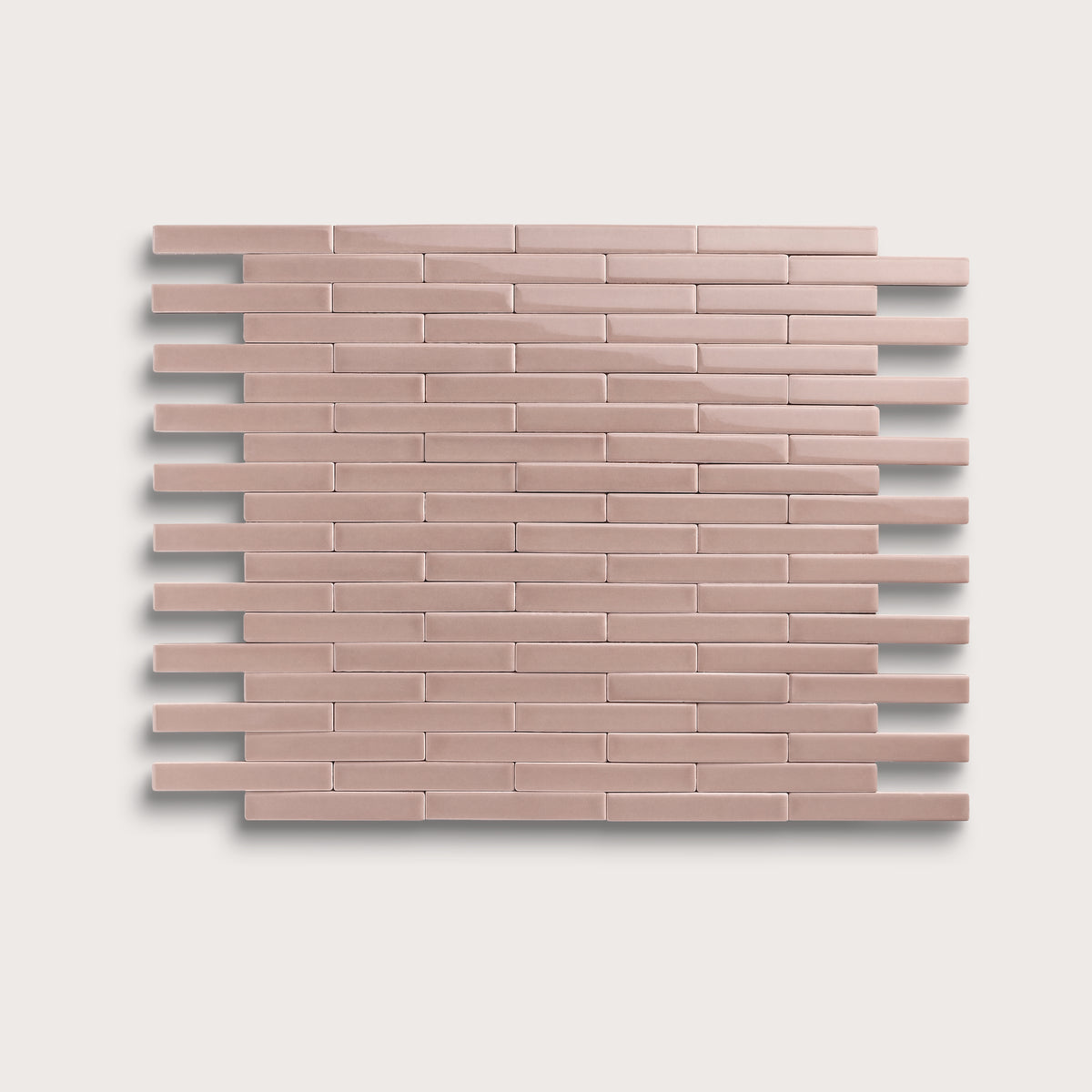 Magic Carpet ceramic tile, 1 by 6 inch subway mosaic, gloss finish