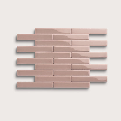 Magic Carpet ceramic tile, 1 by 6 inch subway mosaic, gloss finish