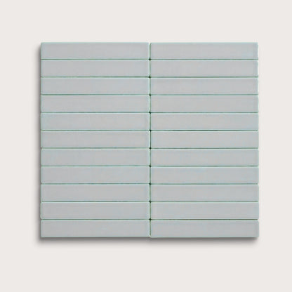 Misty ceramic tile, 1 by 6 inch stacked mosaic, matte finish