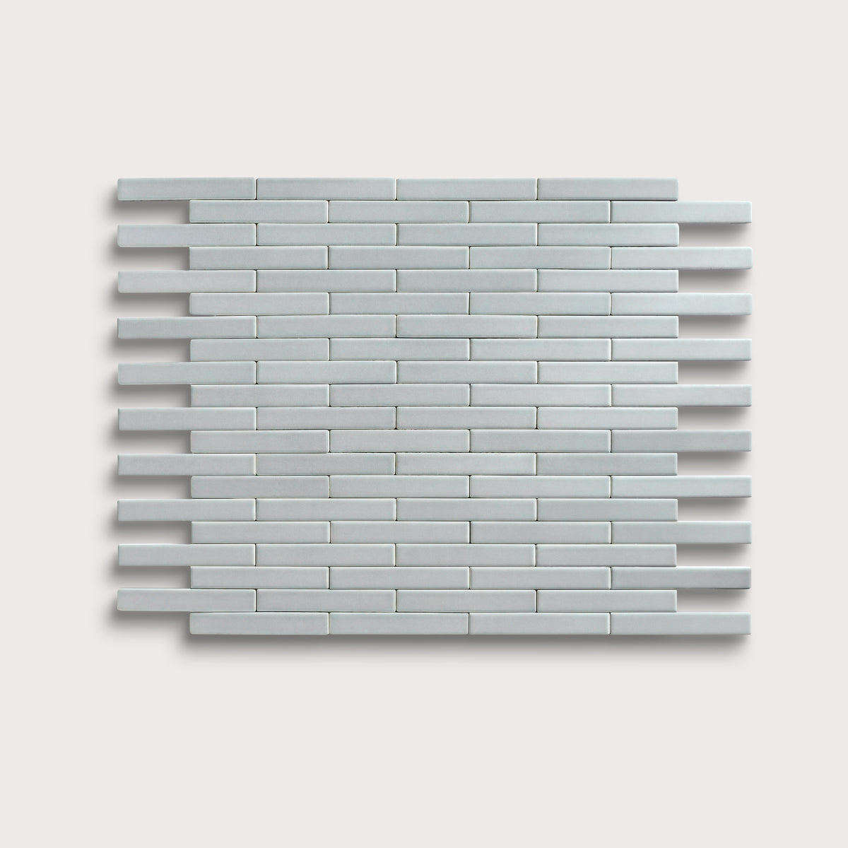 Misty ceramic tile, 1 by 6 inch subway mosaic, matte finish