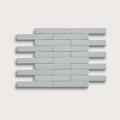 Misty ceramic tile, 1 by 6 inch subway mosaic, matte finish