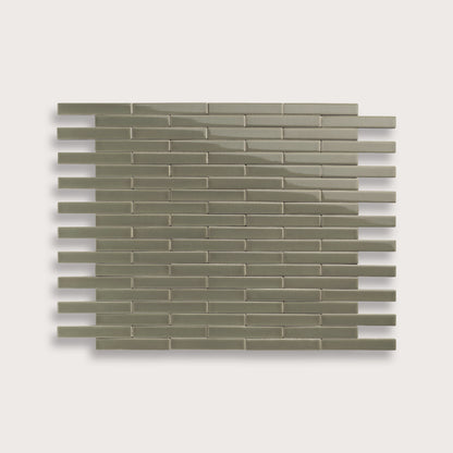 Moss ceramic tile, 1 by 6 inch subway mosaic, gloss finish