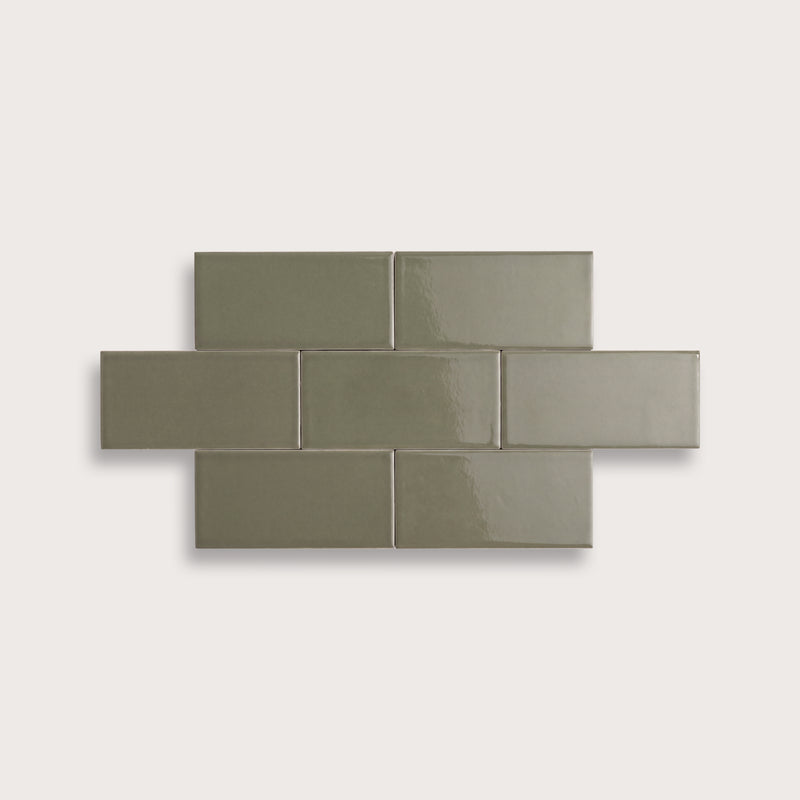 Moss ceramic tile, 2 by 4 inches, gloss finish