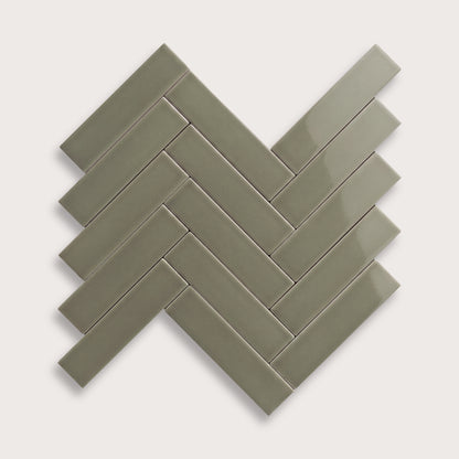 Moss ceramic tile, 2 by 8 inches, gloss finish