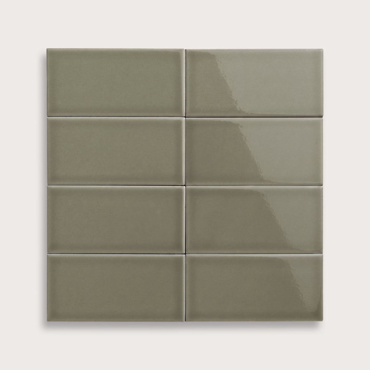 Moss ceramic tile, 3 by 6 inches, gloss finish