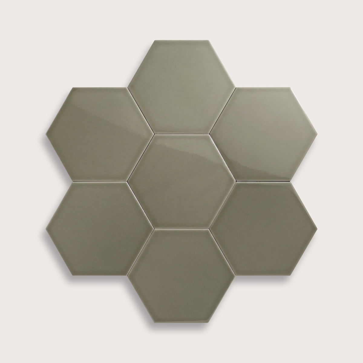 Moss ceramic tile, 8 inch hex, gloss finish