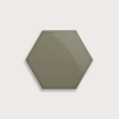 Moss ceramic tile, 8 inch hex, gloss finish