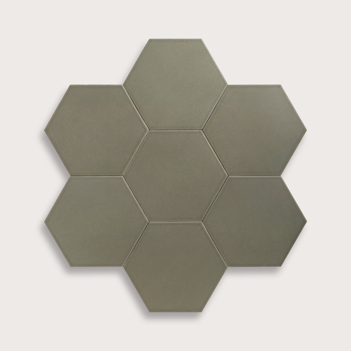Moss ceramic tile, 8 inch hex, matte finish