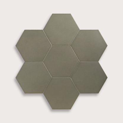 Moss ceramic tile, 8 inch hex, matte finish