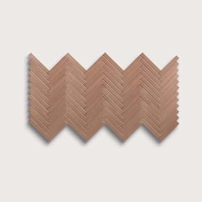 Petal ceramic tile, 1 by 6 inch herringbone mosaic, matte finish