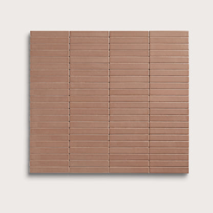 Petal ceramic tile, 1 by 6 inch stacked mosaic, matte finish