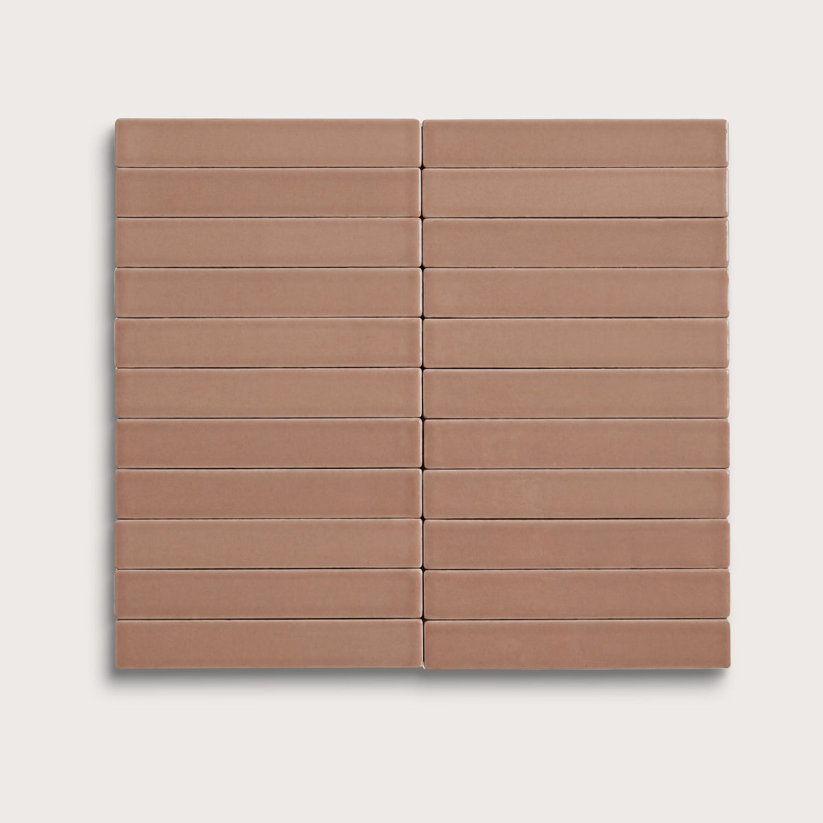 Petal ceramic tile, 1 by 6 inch stacked mosaic, matte finish