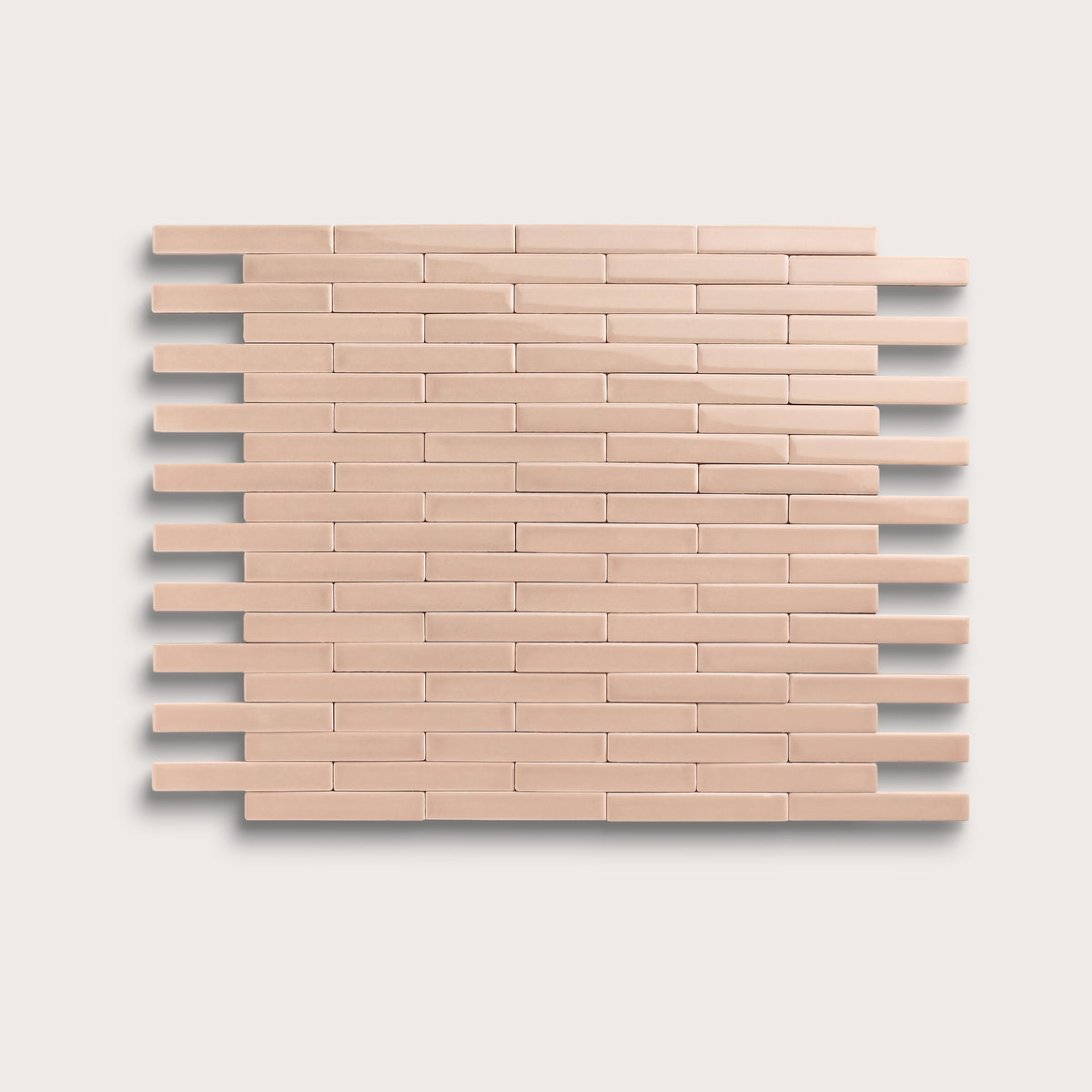 Petal ceramic tile, 1 by 6 inch subway mosaic, gloss finish