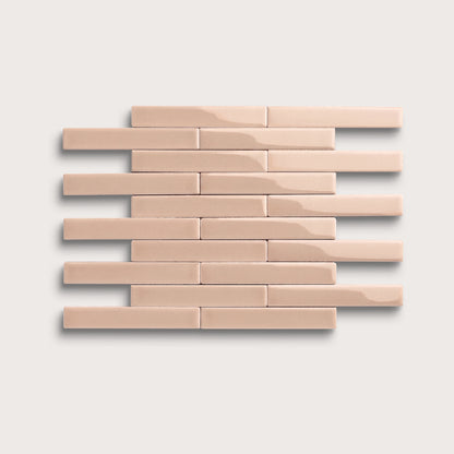 Petal ceramic tile, 1 by 6 inch subway mosaic, gloss finish