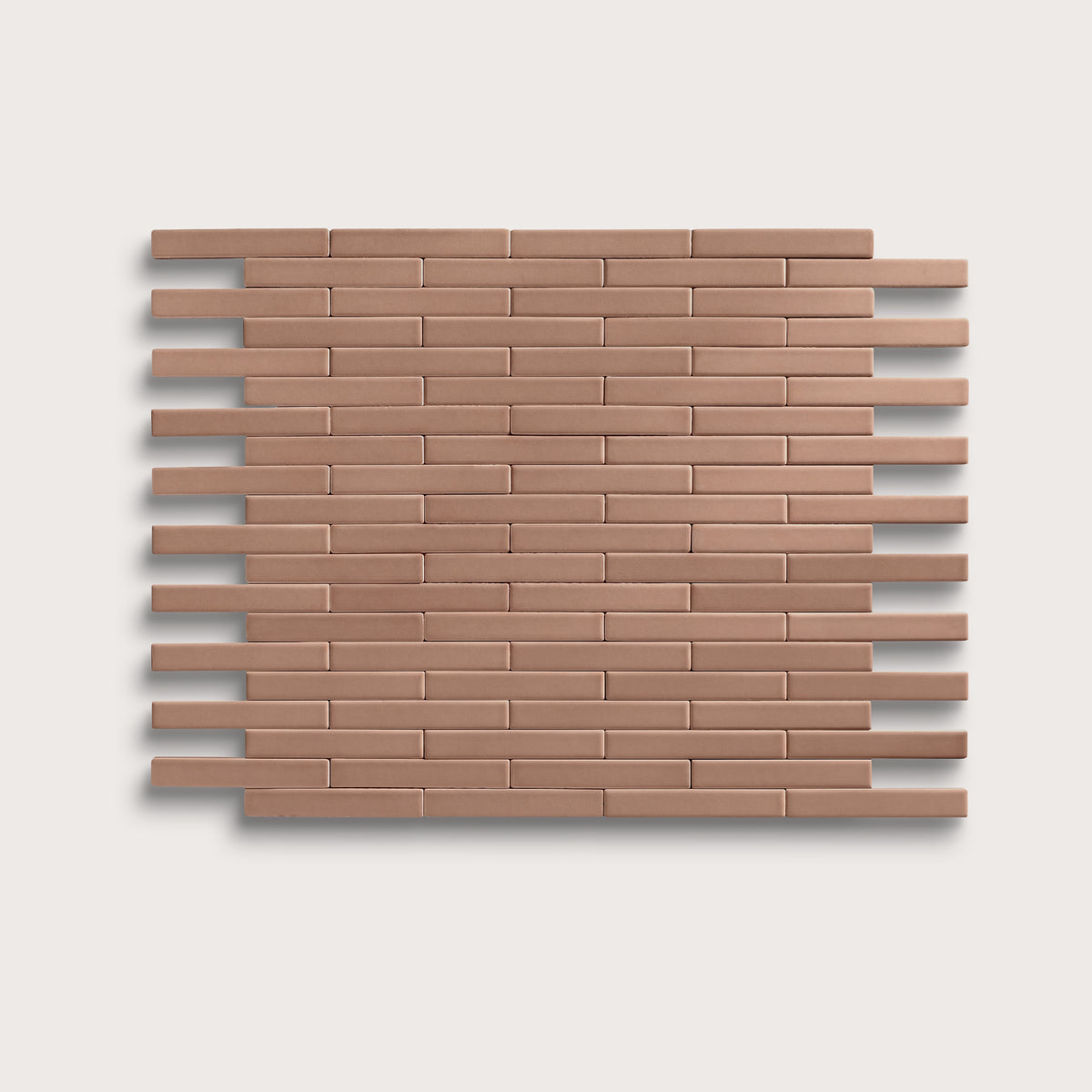 Petal ceramic tile, 1 by 6 inch subway mosaic, matte finish