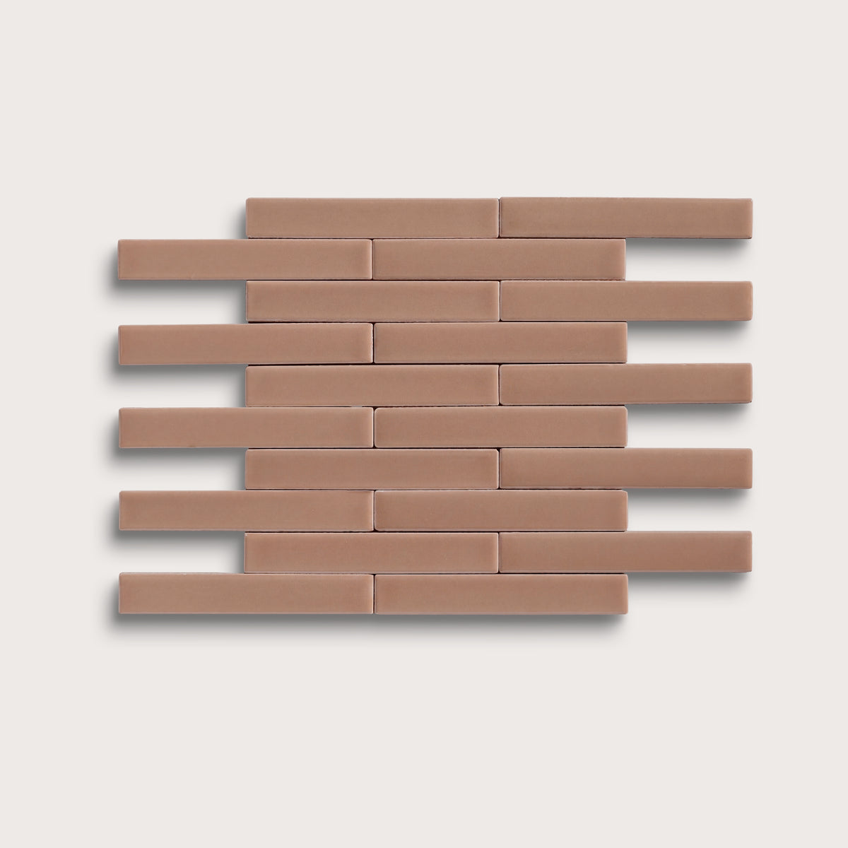 Petal ceramic tile, 1 by 6 inch subway mosaic, matte finish