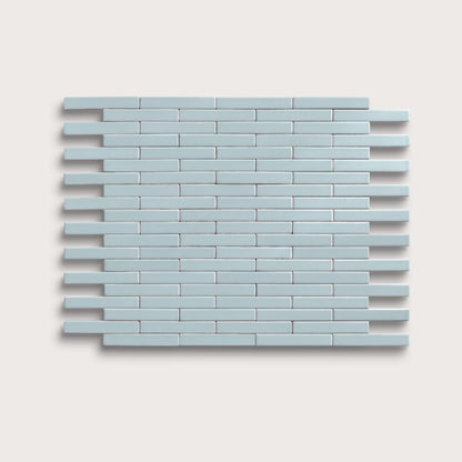 Powder Blue ceramic tile, 1 by 6 inch subway mosaic, matte finish