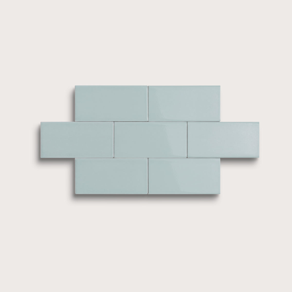 Powder Blue ceramic tile, 2 by 4 inches, gloss finish