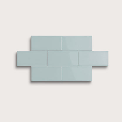 Powder Blue ceramic tile, 2 by 4 inches, gloss finish