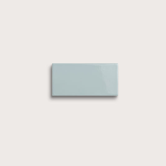 Powder Blue ceramic tile sample, gloss finish