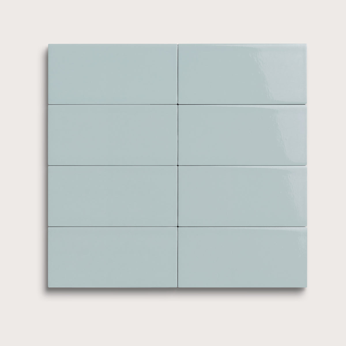 Powder Blue ceramic tile, 2 by 4 inches, gloss finish