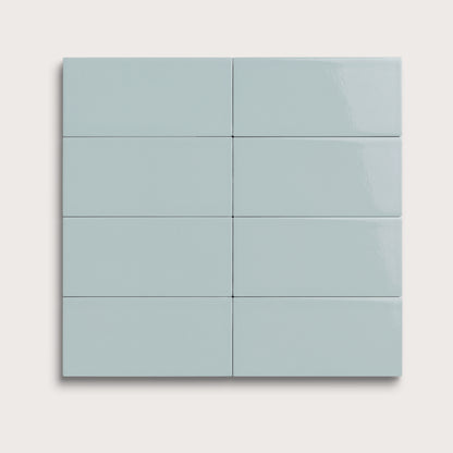 Powder Blue ceramic tile, 2 by 4 inches, gloss finish