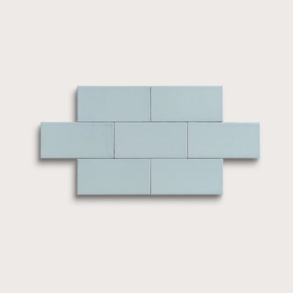 Powder Blue ceramic tile, 2 by 4 inches, matte finish