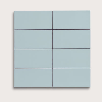 Powder Blue ceramic tile, 2 by 4 inches, matte finish