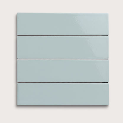 Powder Blue ceramic tile, 2 by 8 inches, gloss finish