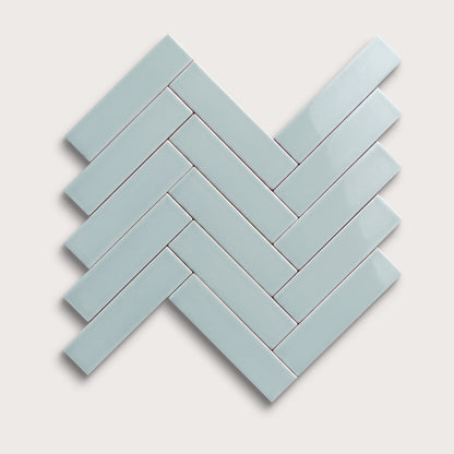 Powder Blue ceramic tile, 2 by 8 inches, gloss finish