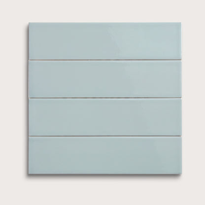 Powder Blue ceramic tile, 3 by 12 inches, gloss finish
