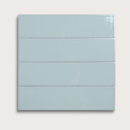 Powder Blue ceramic tile, 3 by 12 inches, matte finish