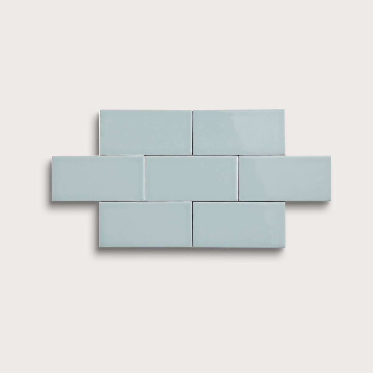 Powder Blue ceramic tile, 3 by 6 inches, gloss finish