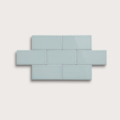 Powder Blue ceramic tile, 3 by 6 inches, gloss finish