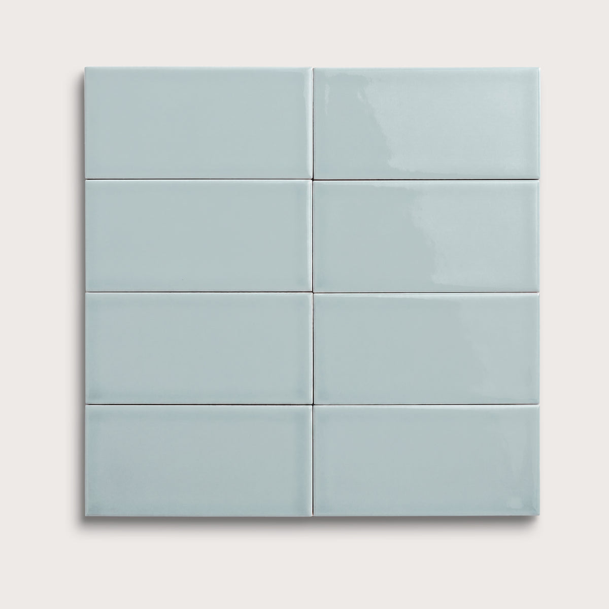 Powder Blue ceramic tile, 3 by 6 inches, gloss finish
