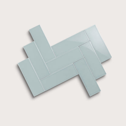 Powder Blue ceramic tile, 4 by 12 inches, gloss finish