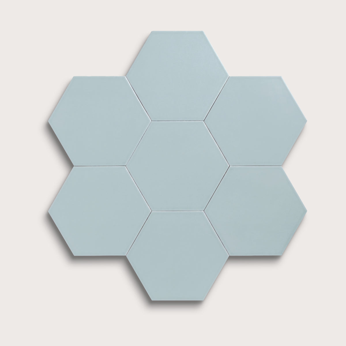 Powder Blue ceramic tile, 8 inch hex, matte finish