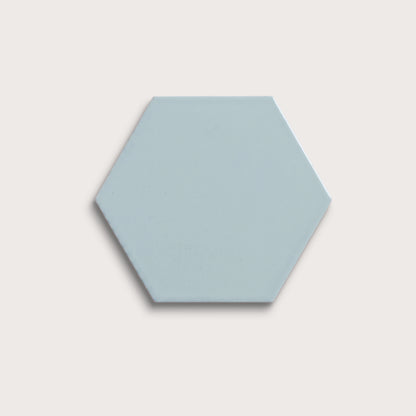Powder Blue ceramic tile, 8 inch hex, matte finish