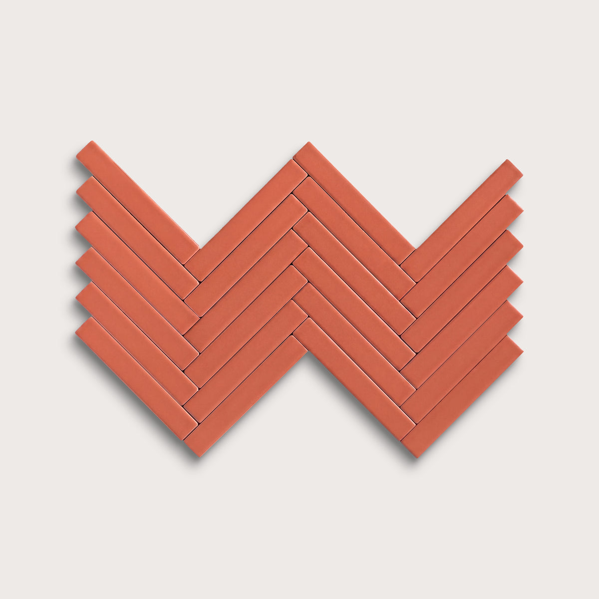 Punch ceramic tile, 1 by 6 inch herringbone mosaic, matte finish