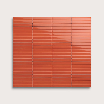Punch ceramic tile, 1 by 6 inch stacked mosaic, gloss finish