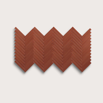 Raspberry Beret ceramic tile, 1 by 6 inch herringbone mosaic, matte finish