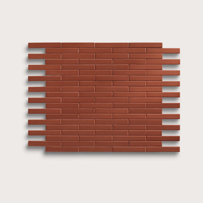 Raspberry Beret ceramic tile, 1 by 6 inch subway mosaic, matte finish