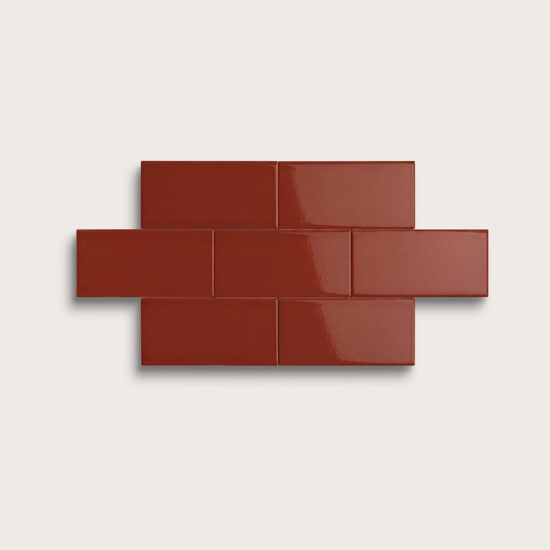 Raspberry Beret ceramic tile, 2 by 4 inches, gloss finish